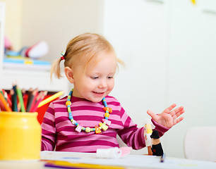 Image showing Toddler Girl Drawing