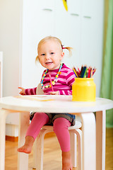 Image showing Toddler girl drawing