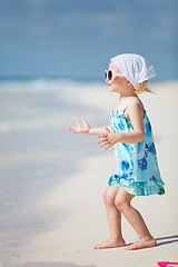 Image showing Adorable little girl at beach