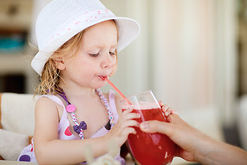 Image showing Cute little girl in restaurant