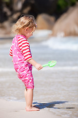 Image showing Toddler girl at beach