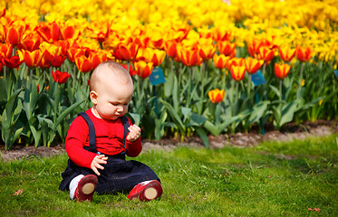 Image showing Baby girl in garden