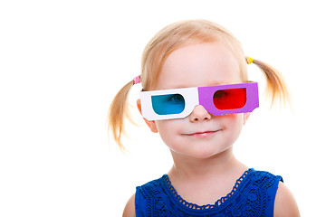 Image showing Toddler girl wearing 3D glasses