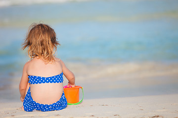 Image showing Adorable little girl at beach