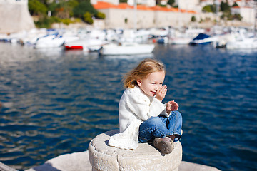 Image showing Little girl enjoying sea view