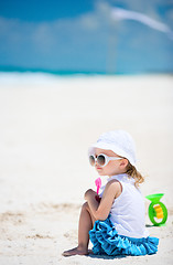 Image showing Adorable little girl at beach