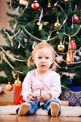 Image showing Christmas toddler girl portrait