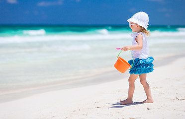 Image showing Adorable little girl at beach