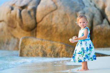 Image showing Toddler girl on the beach