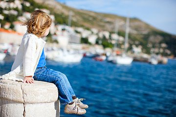 Image showing Little girl enjoying sea view