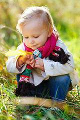 Image showing Toddler girl in autumn park