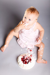 Image showing Baby with cake