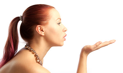 Image showing portrait of a girl with hand