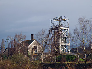 Image showing Old slate mine chevalement