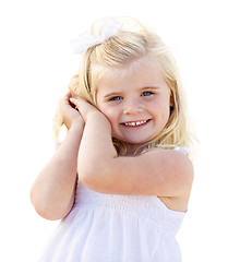 Image showing Adorable Little Blonde Girl Having Portrait Isolated