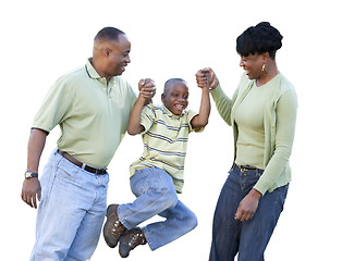 Image showing Playful African American Man, Woman and Child Isolated