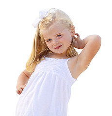 Image showing Adorable Little Blonde Girl Having Portrait Isolated