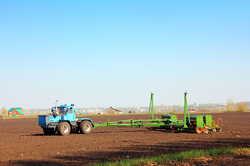 Image showing agriculture tractor with drill