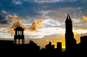 Image showing Shanghai Old and New architecture silhouette