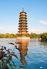 Image showing One of the Twin Pagodas in Guilin