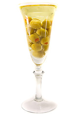 Image showing Wine glass with olive oil