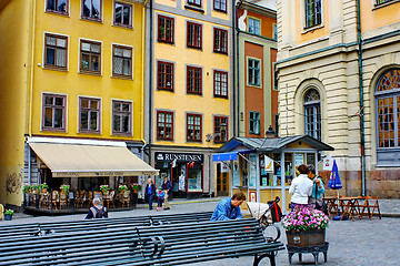 Image showing Tourists at Stortorget square in Stockholm