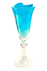 Image showing Wine glass with blue iceubes