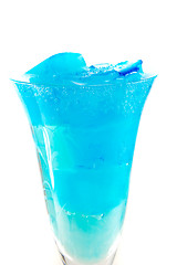 Image showing Top of wineglass with blue icecubes