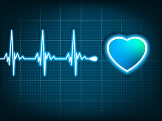 Image showing Heart cardiogram with shadow on deep blue. EPS 8