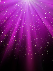 Image showing Stars are falling on purple luminous rays. EPS 8