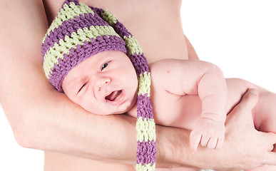 Image showing Newborn baby with dad