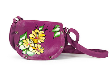 Image showing A floral pattern womens hand bag