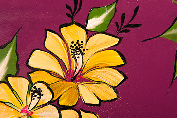 Image showing flower print on purple leather