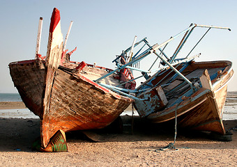 Image showing Abandoned dhows