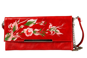 Image showing A floral pattern women hand bag