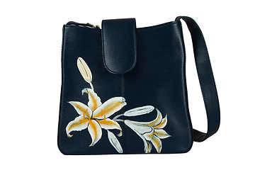 Image showing A floral pattern women hand bag