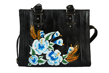 Image showing A floral pattern women hand bag