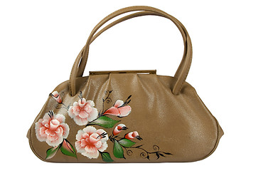 Image showing A floral pattern women hand bag