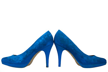 Image showing blue painted high heels shoes