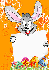 Image showing Easter Poster with Eggs, Rabbit and Sheet of Paper