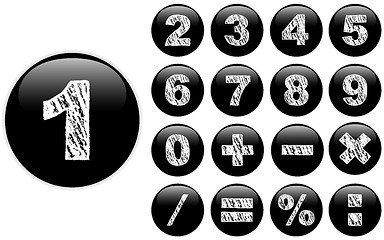 Image showing Alphabet Chalk Numbers in shiny Black Buttons