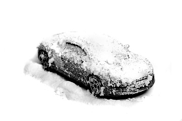 Image showing my car in the snow on the white background
