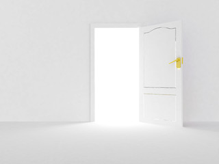 Image showing open door over white background