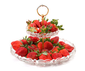 Image showing Fresh Strawberries on glass plate