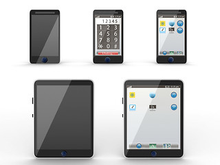 Image showing Tablet computer and mobile phone icons 