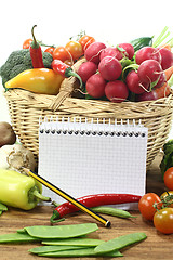 Image showing Purchasing paper with a basket fresh vegetables