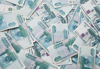 Image showing Background of thousand russian roubles bills