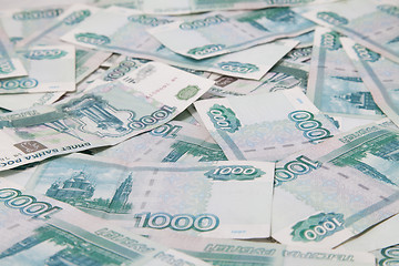 Image showing Background of thousand russian roubles bills