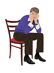 Image showing Man sitting on chair and thinking