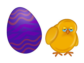 Image showing Easter Day Chick with Painted Egg